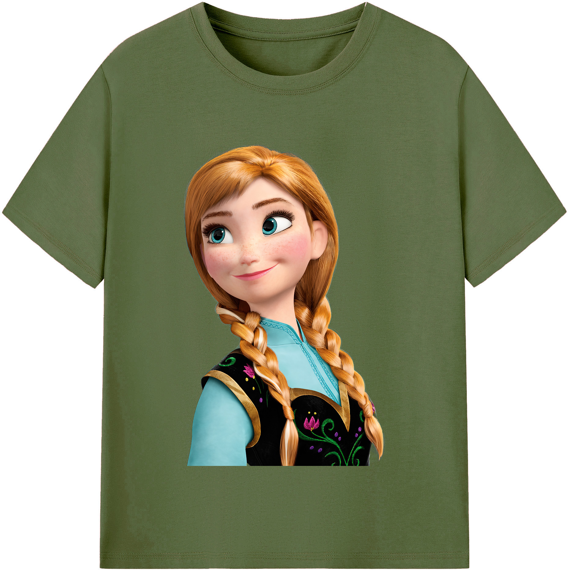 （画像用） アナと雪の女王 アンナ エルサ Frozen Anna Elsa 綿100％半袖Tシャツ（フロントプリント）
